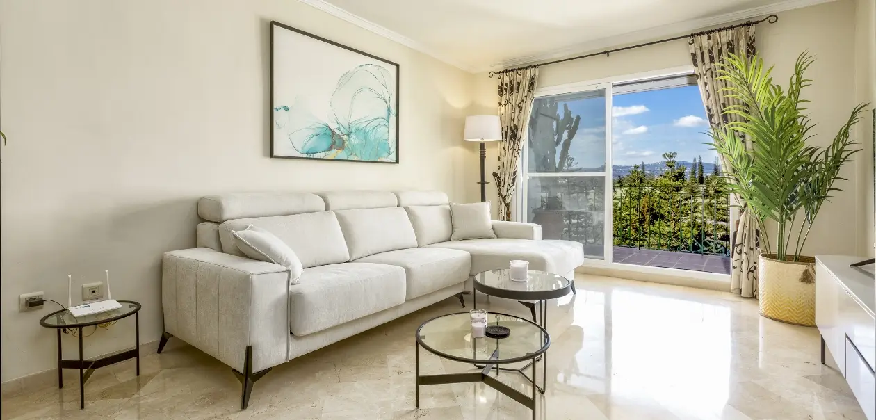 Appartement aan Mijas International golfbaan met uitzicht en zonsondergang